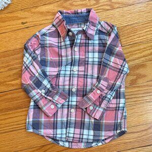Carter's 12M Pink Plaid Button Down